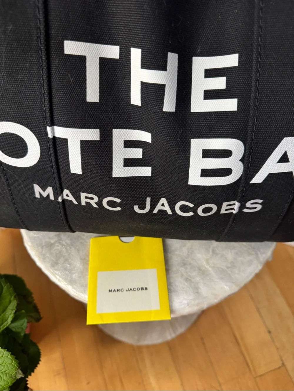 Marc Jacobs Black Canvas 'The Tote Bag' with White Logo